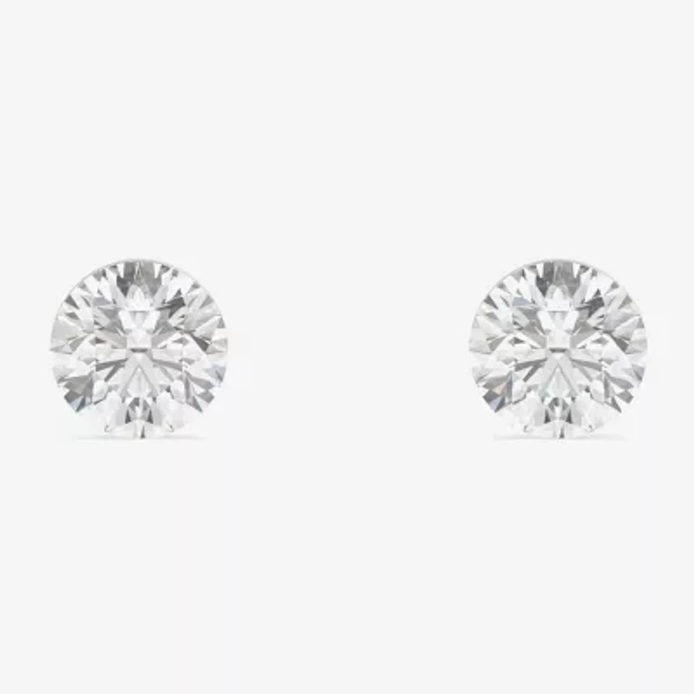 Floating Diamonds (F / Vs2) 1/2 CT. T.W. Lab Grown White Diamond 14K White Gold 4.2mm Round Stud Earrings