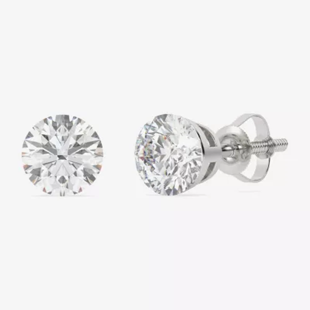 Floating Diamonds (F / Vs2) 3 CT. T.W. Lab Grown White Diamond 14K White Gold 7.9mm Round Stud Earrings