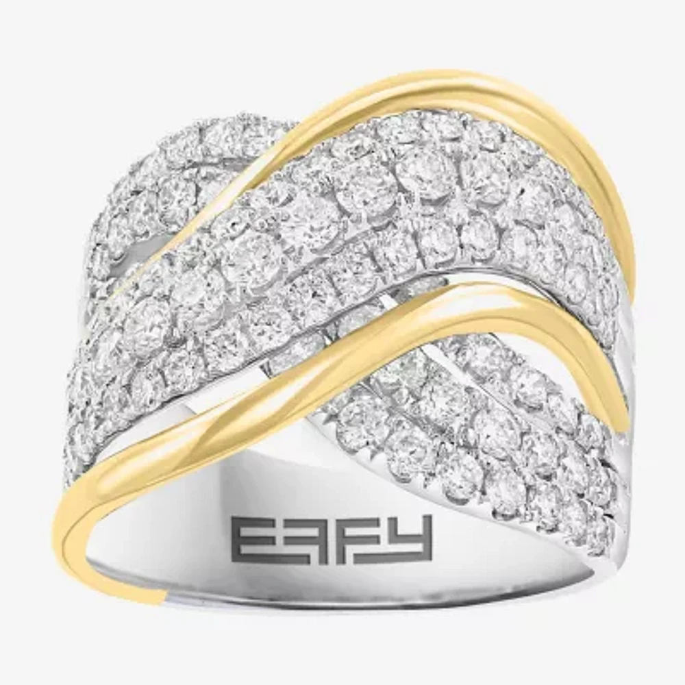 Effy (G / Si1) Womens 1 7/8 CT. T.W. Lab Grown White Diamond 14K Two Tone Gold Band