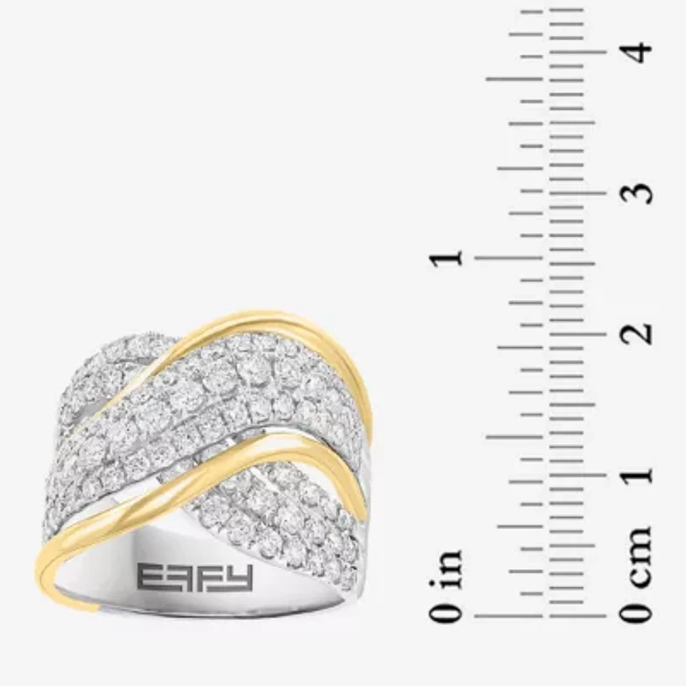 Effy (G / Si1) Womens 1 7/8 CT. T.W. Lab Grown White Diamond 14K Two Tone Gold Band
