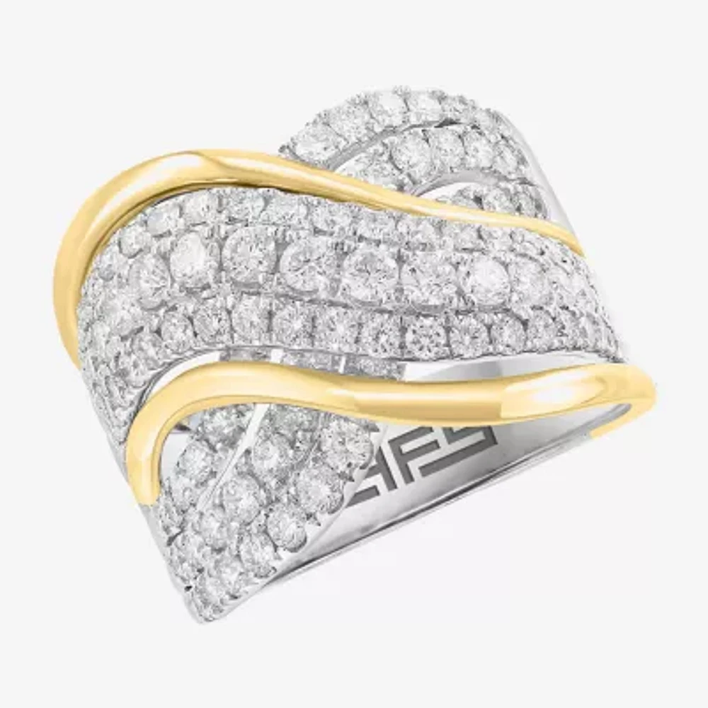 Effy (G / Si1) Womens 1 7/8 CT. T.W. Lab Grown White Diamond 14K Two Tone Gold Band