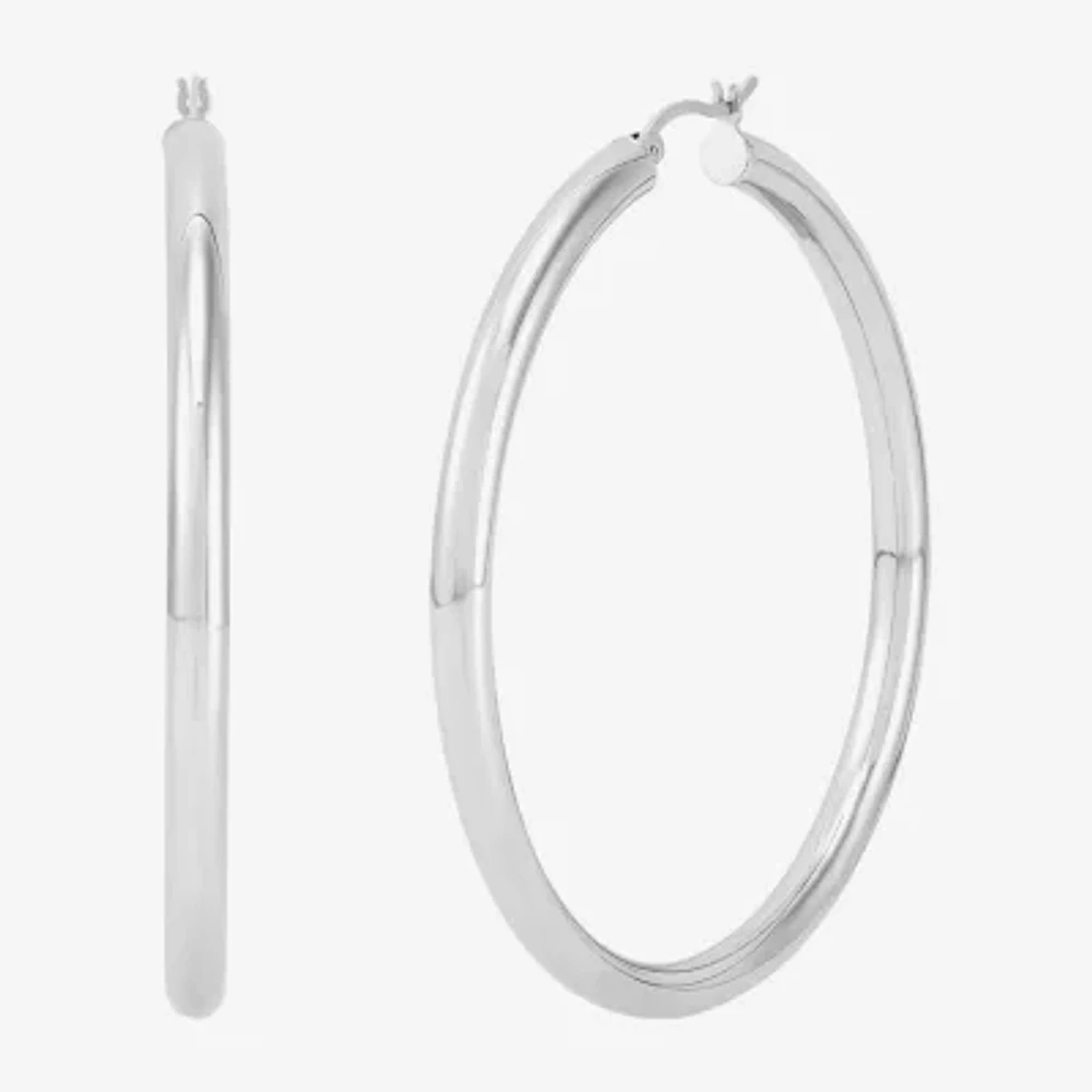 Womens Sterling Silver 60mm Circle Round Hoop Earrings