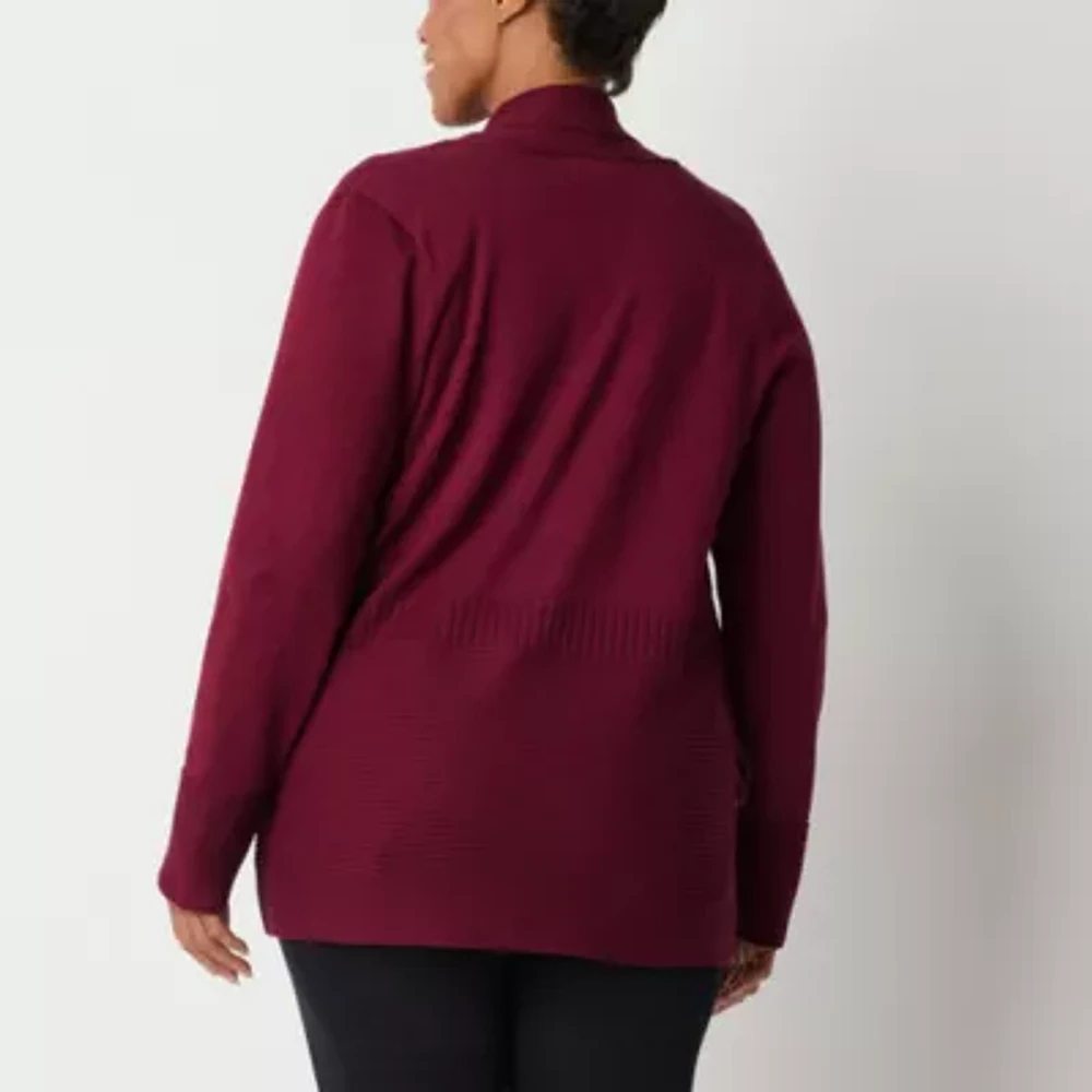 Liz Claiborne Womens Long Sleeve Open Front Cardigan