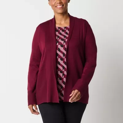 Liz Claiborne Womens Long Sleeve Open Front Cardigan