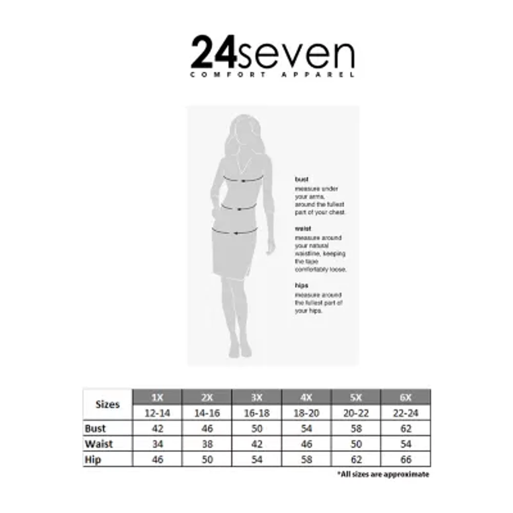 24seven Comfort Apparel Womens Elbow Sleeve Plus Shift Dress