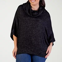 24seven Comfort Apparel Womens Cowl Neck Elbow Sleeve Plus Blouse