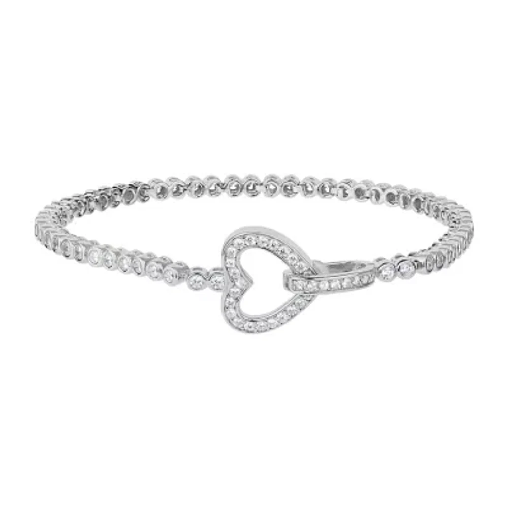DiamonArt® 3 3/4 CT. T.W. White Cubic Zirconia Sterling Silver Heart 7.25 Inch Tennis Bracelet