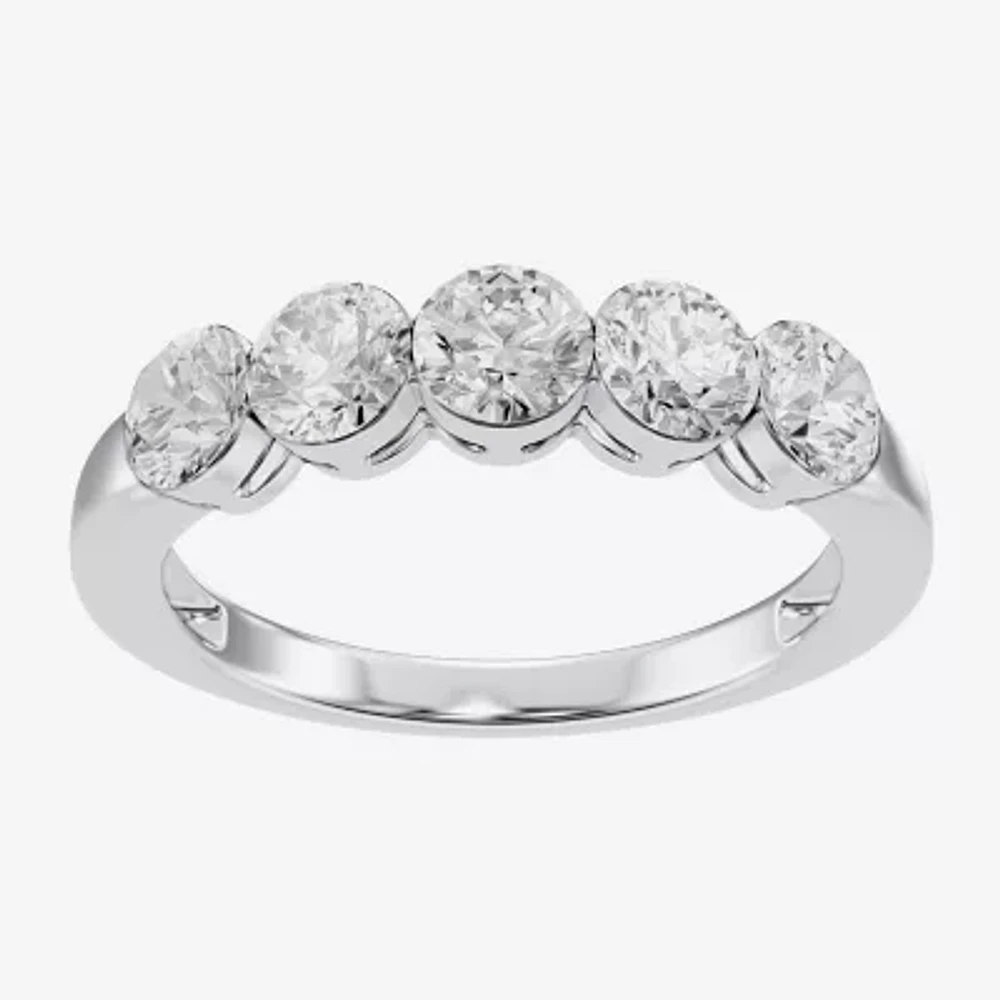 Floating Diamonds (F / Vs2) Womens 3.5MM 1 CT. T.W. Lab Grown White Diamond 14K Gold 5-Stone Anniversary Band