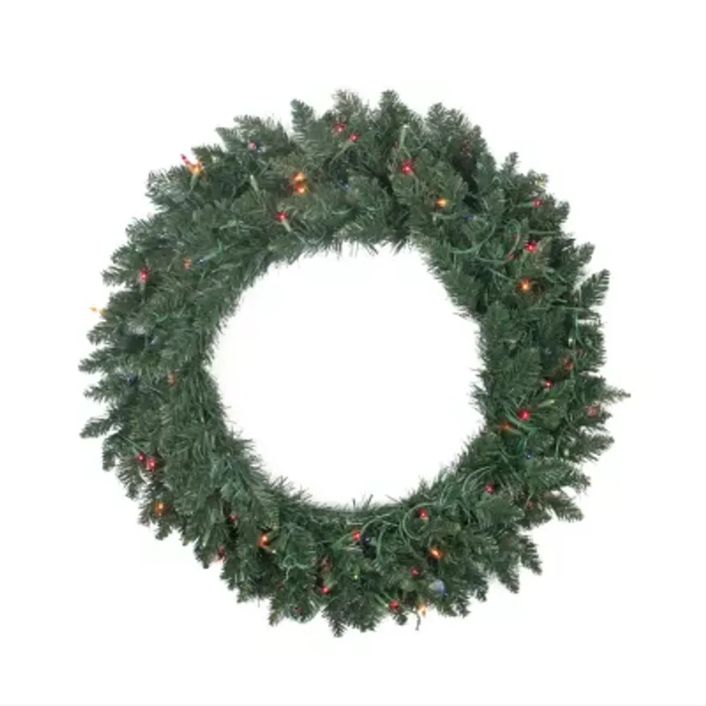 Pre-Lit Traditional Pine Artificial Christmas Wreath - 30-Inch Multi Lights