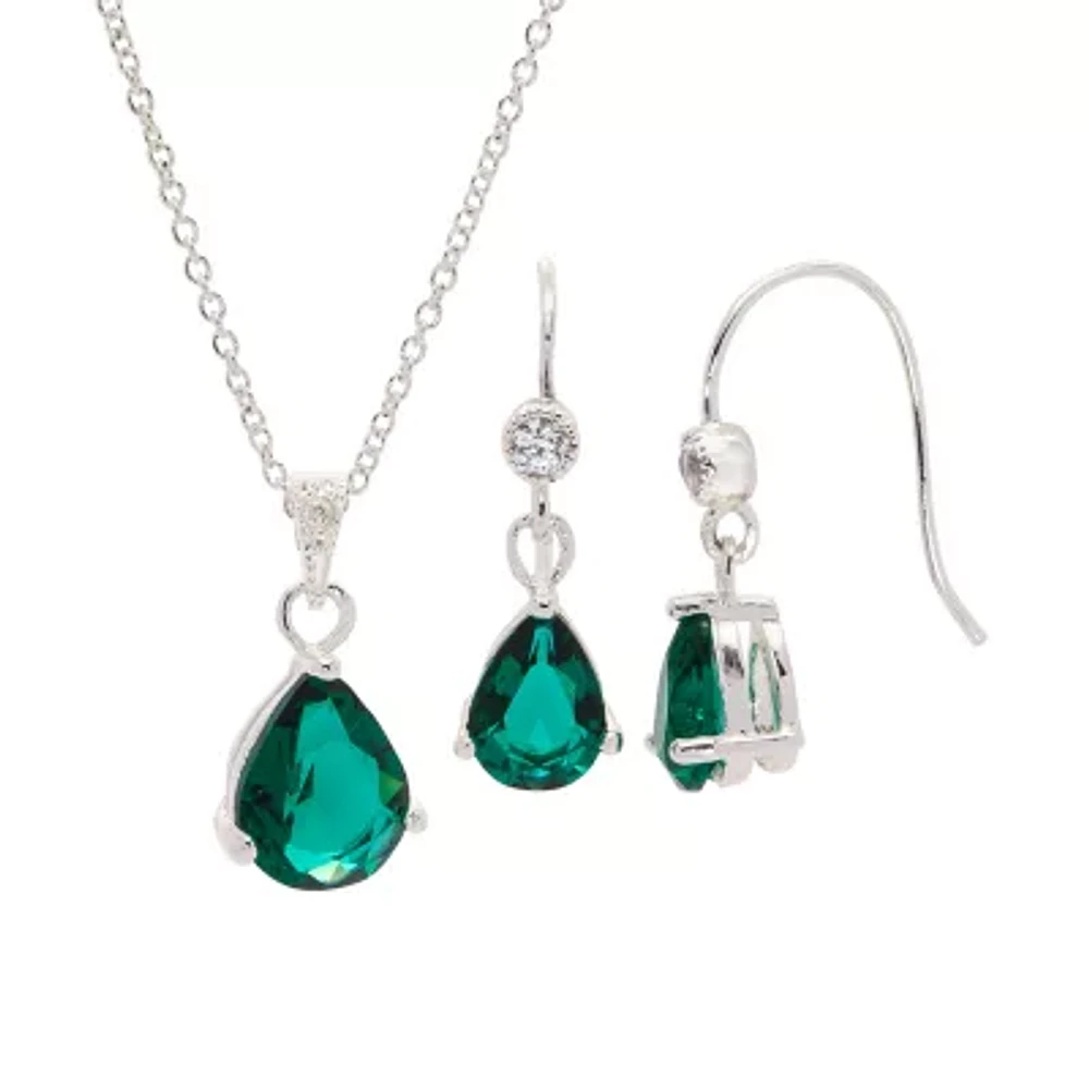 Sparkle Allure Womens Green Cubic Zirconia Pure Silver Over Brass Hypoallergenic 2-pc. Jewelry Set