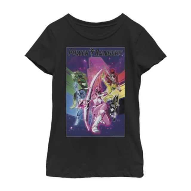 Little & Big Kid Girls Crew Neck Short Sleeve Regular Fit Power Rangers Graphic T-Shirt