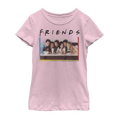 Little & Big Kid Girls Crew Neck Short Sleeve Regular Fit Friends Graphic T-Shirt