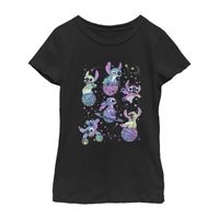 Disney Little & Big Kid Girls Crew Neck Short Sleeve Regular Fit Lilo Stitch Graphic T-Shirt