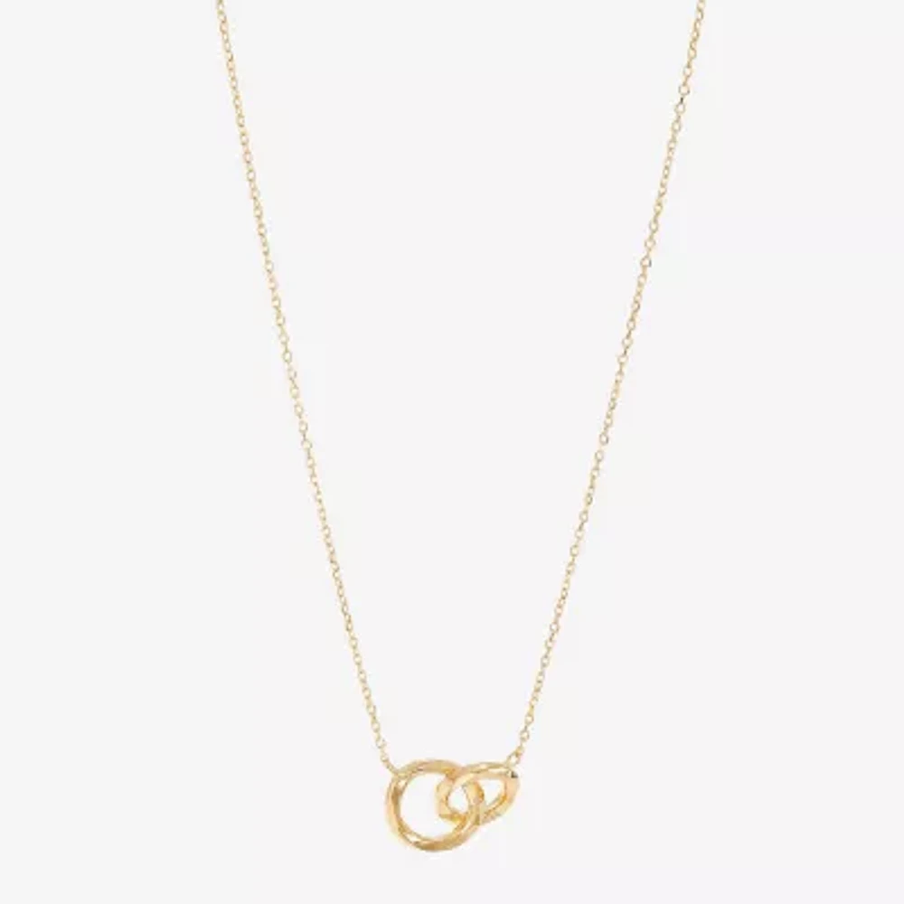 Womens 14K Gold Circle 18 Inch Pendant Necklace