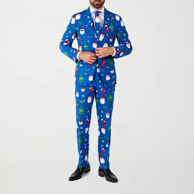 OppoSuits Mens Christmas Festivity Blue 3-pc Suit