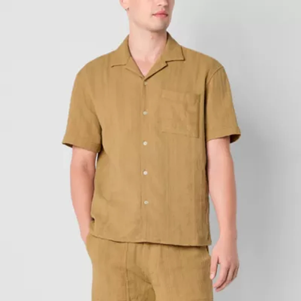 Arizona Mens Textured Camp Shirt