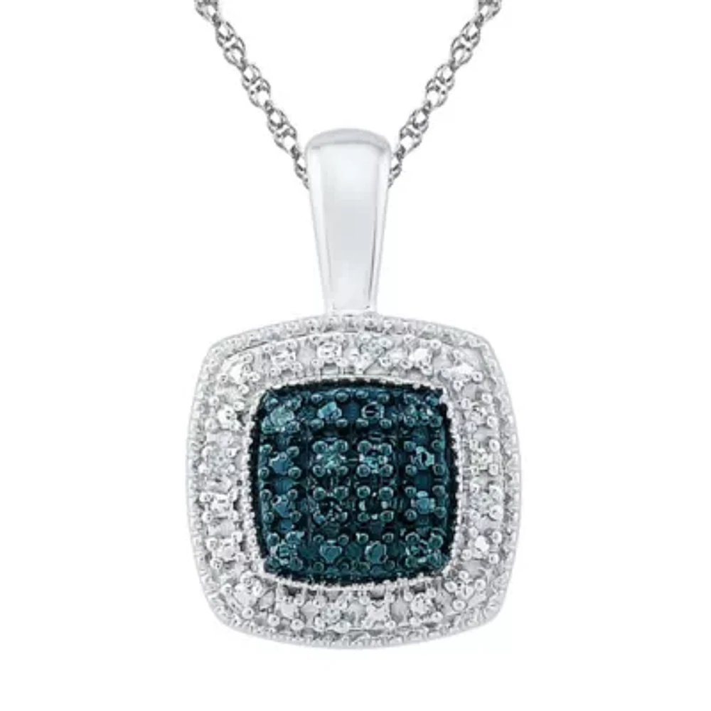 Womens Diamond Accent Natural Blue Diamond Sterling Silver 18 Inch Pendant Necklace