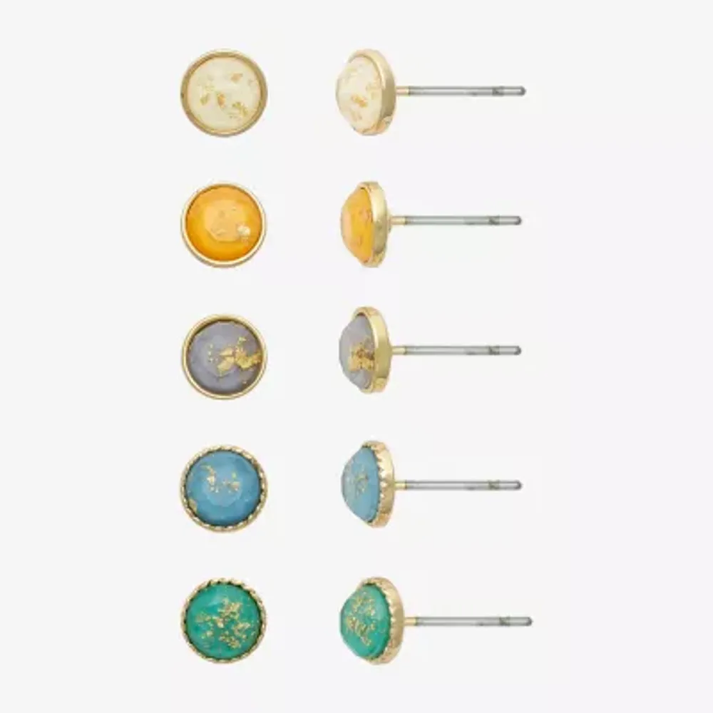 Mixit Womens Multi Color Round Hypoallergenic 5 Pair Earring Set