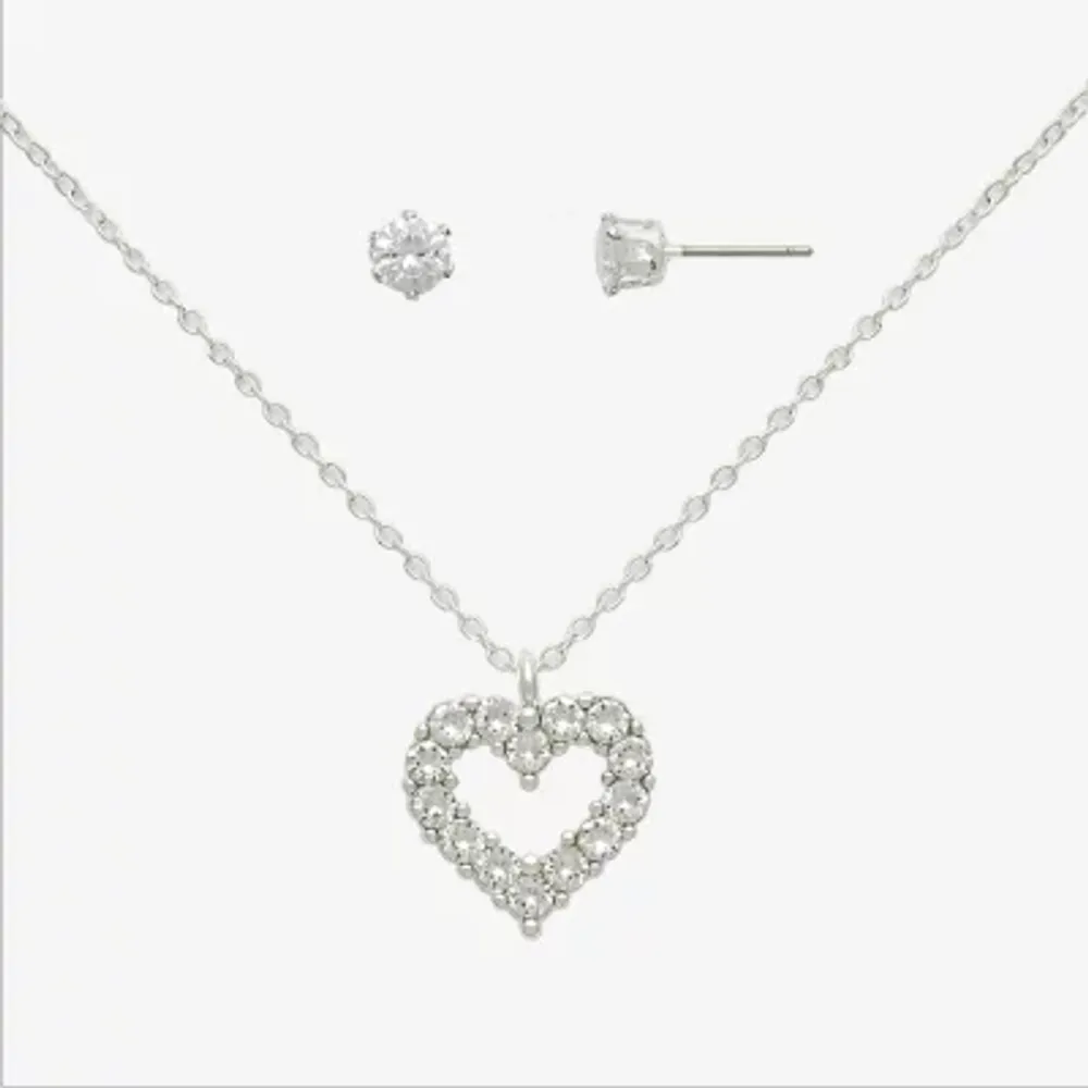 Mixit Womens Crystal Heart Hypoallergenic 2-pc. Jewelry Set