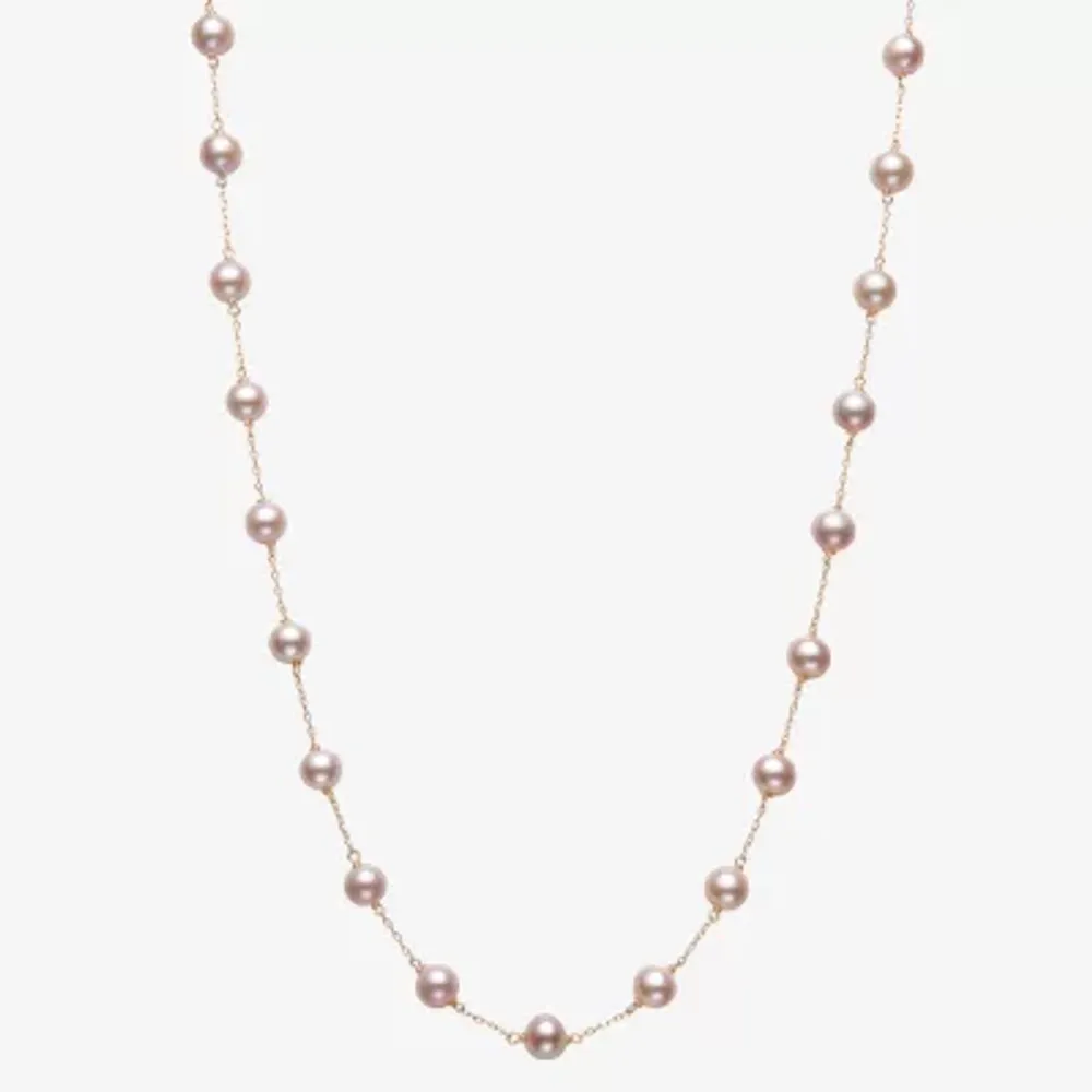Womens Pink 10K Gold 18 Inch Strand Necklace