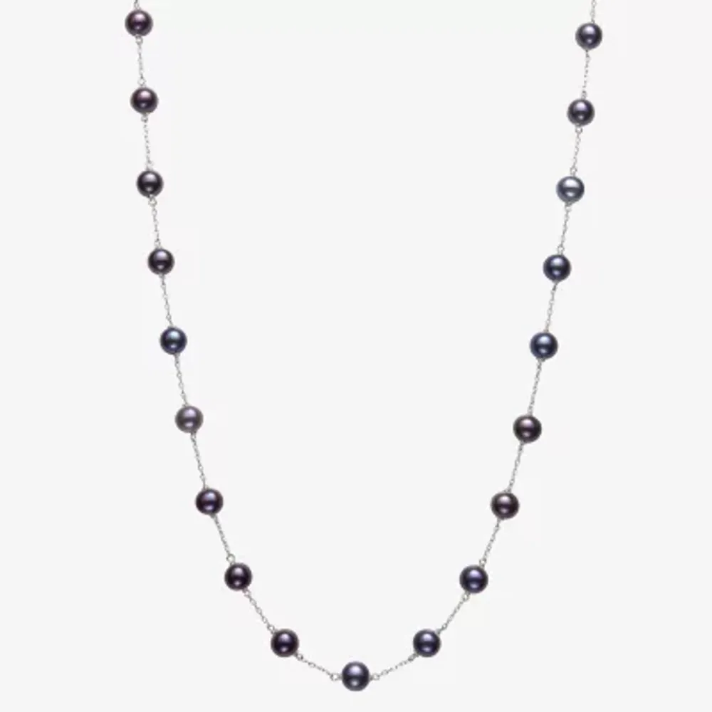 Womens Black 10K Gold 10K White Gold 18 Inch Strand Necklace
