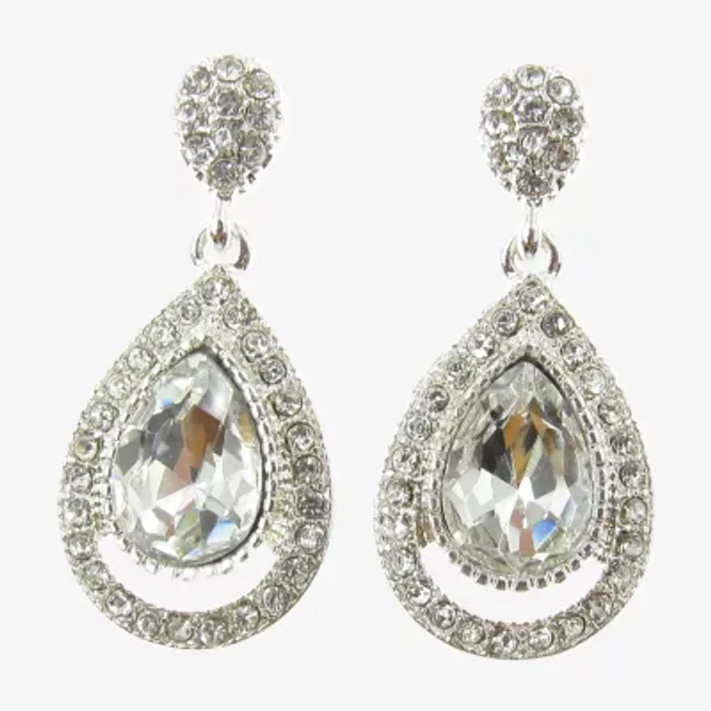 Vieste Rosa Womens Crystal Round Drop Earrings