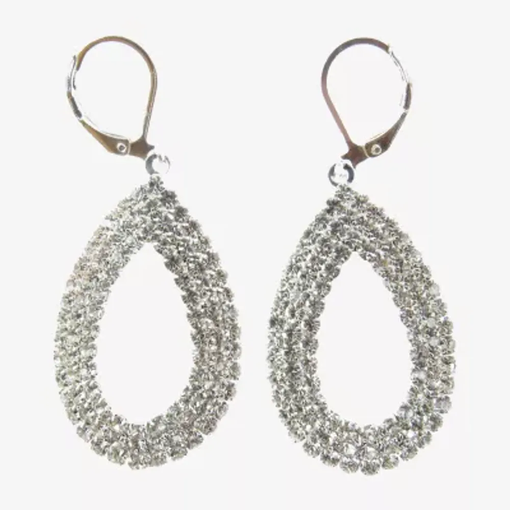 Vieste Rosa Womens Crystal Oval Drop Earrings