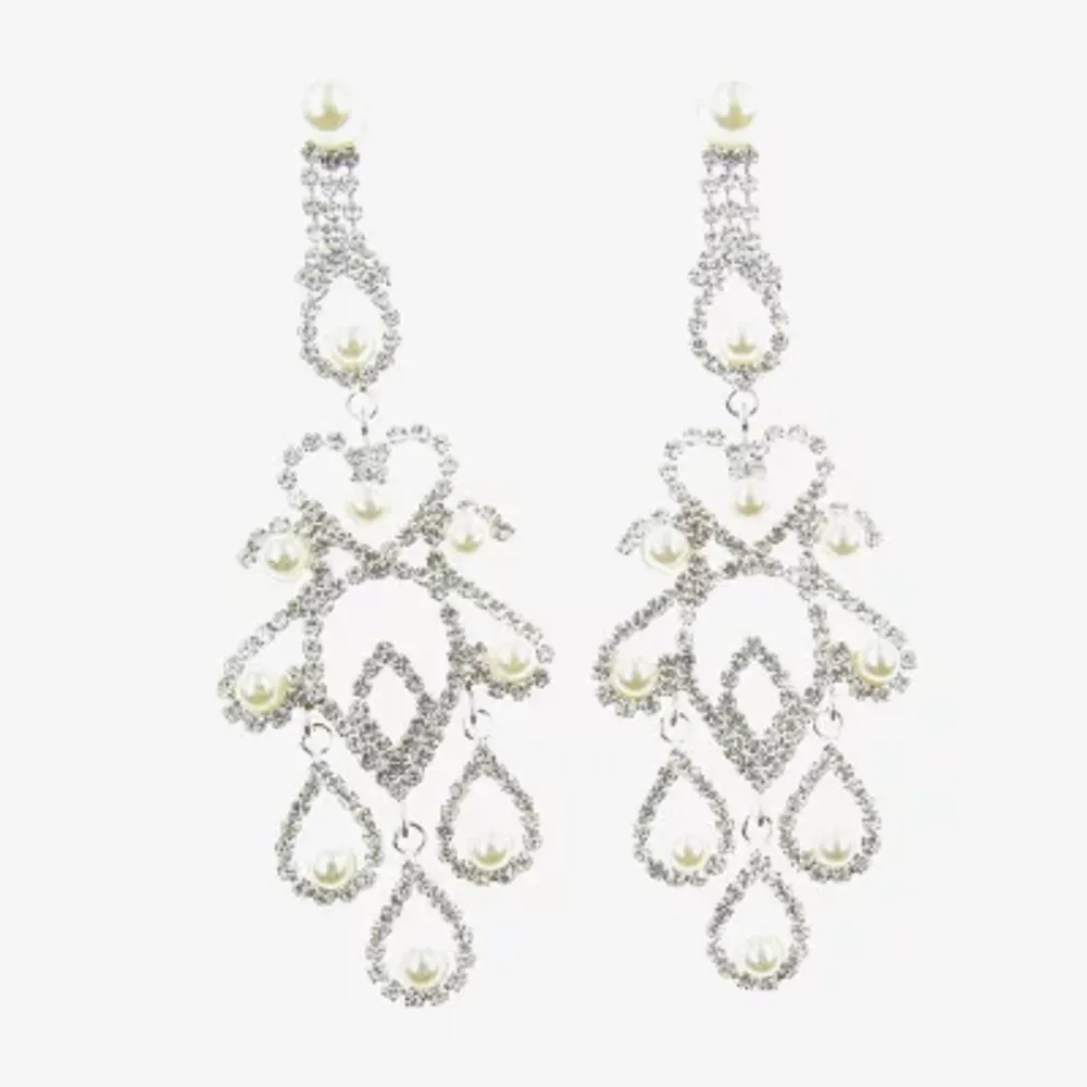 Vieste Rosa Womens Simulated Pearl Chandelier Earrings