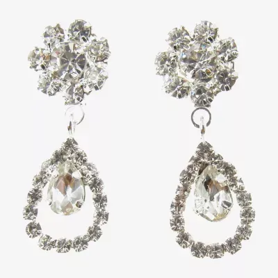 Vieste Rosa Womens Crystal Flower Drop Earrings