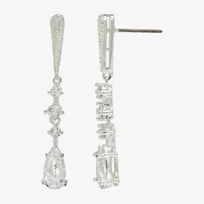 Sparkle Allure Womens Cubic Zirconia Pure Silver Over Brass Drop Earrings