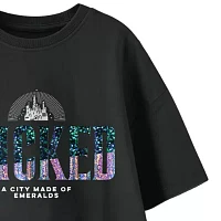 Big Kid Girls Crew Neck Short Sleeve Oversized Wicked Graphic T-Shirt