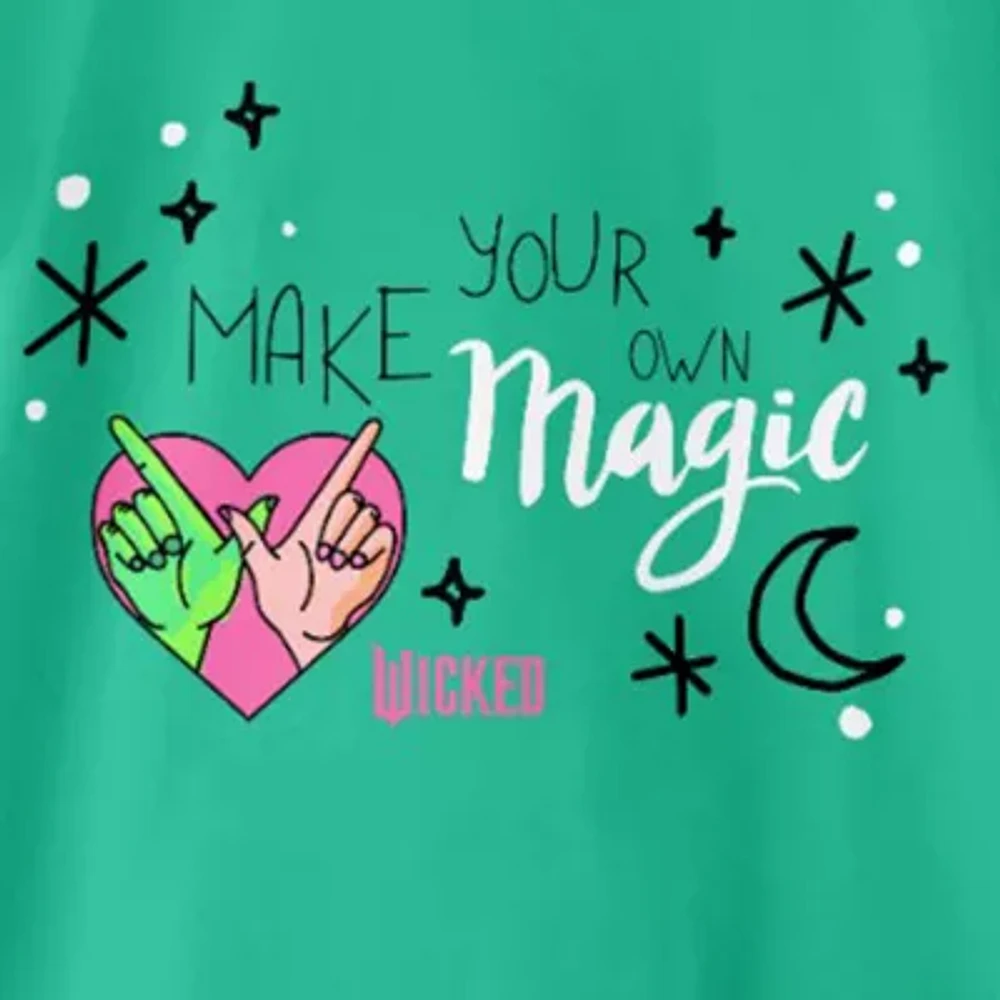 Big Kid Girls Crew Neck Short Sleeve Oversized Wicked Graphic T-Shirt