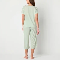 Jaclyn Womens Round Neck Short Sleeve 2-pc. Pajama Sets