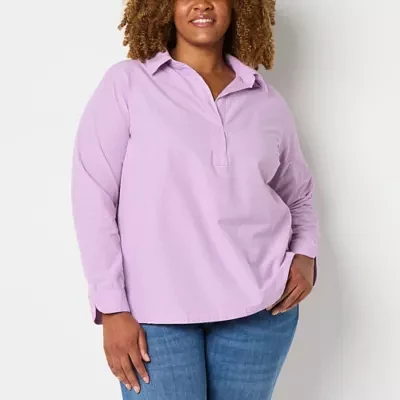 St. John's Bay Womens Long Sleeve Plus Blouse