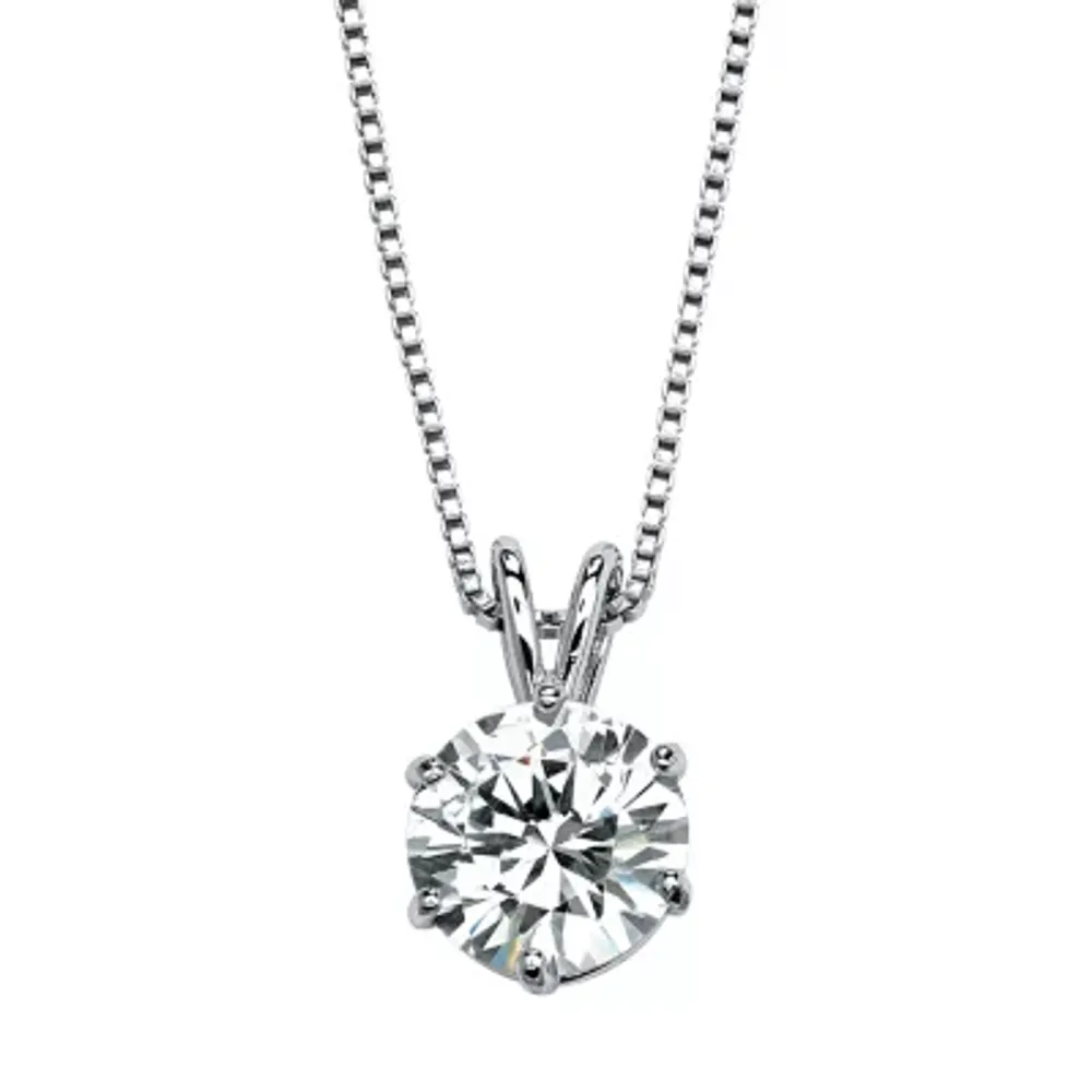 DiamonArt® Womens 3 CT. T.W. White Cubic Zirconia Platinum Over Silver Pendant Necklace