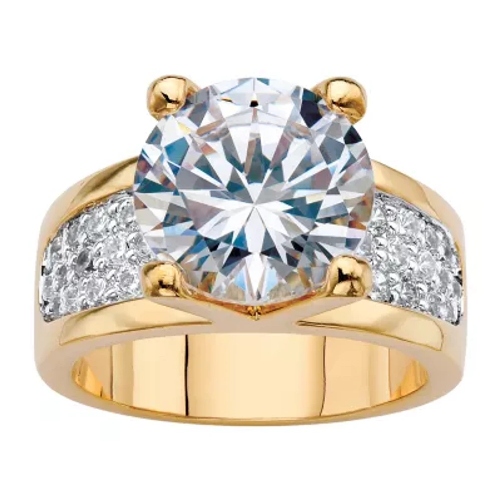 Womens Cubic Zirconia 14K Gold Over Brass Engagement Ring