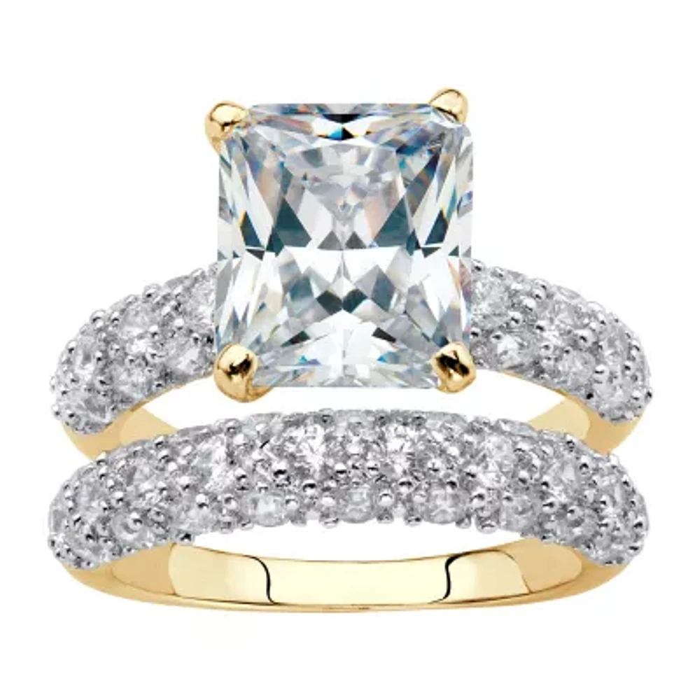 Womens Cubic Zirconia 14K Gold Over Brass Bridal Set