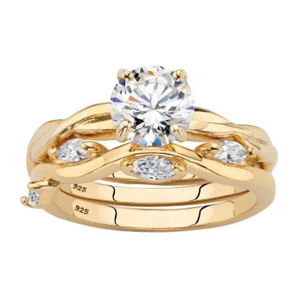 DiamonArt® Womens 1 7/8 CT. T.W. White Cubic Zirconia 14K Gold Over Silver Bridal Set