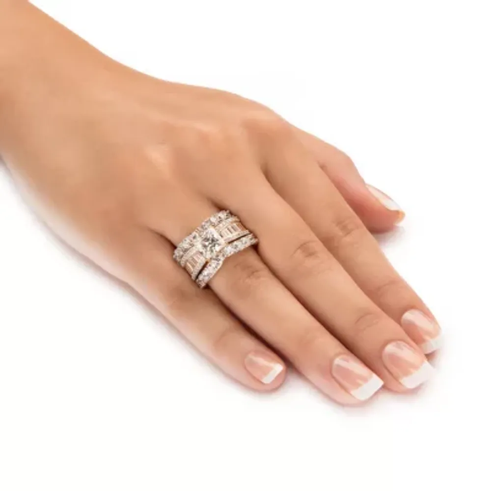 DiamonArt® Womens White Cubic Zirconia 14K Gold Over Silver Bridal Set