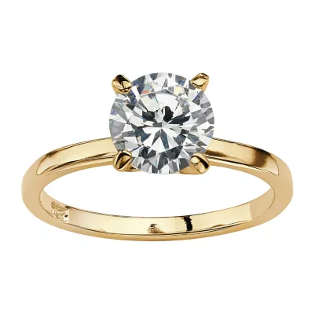 DiamonArt® Womens 2 / CT. T.W. White Cubic Zirconia 14K Gold Over Silver Engagement Ring