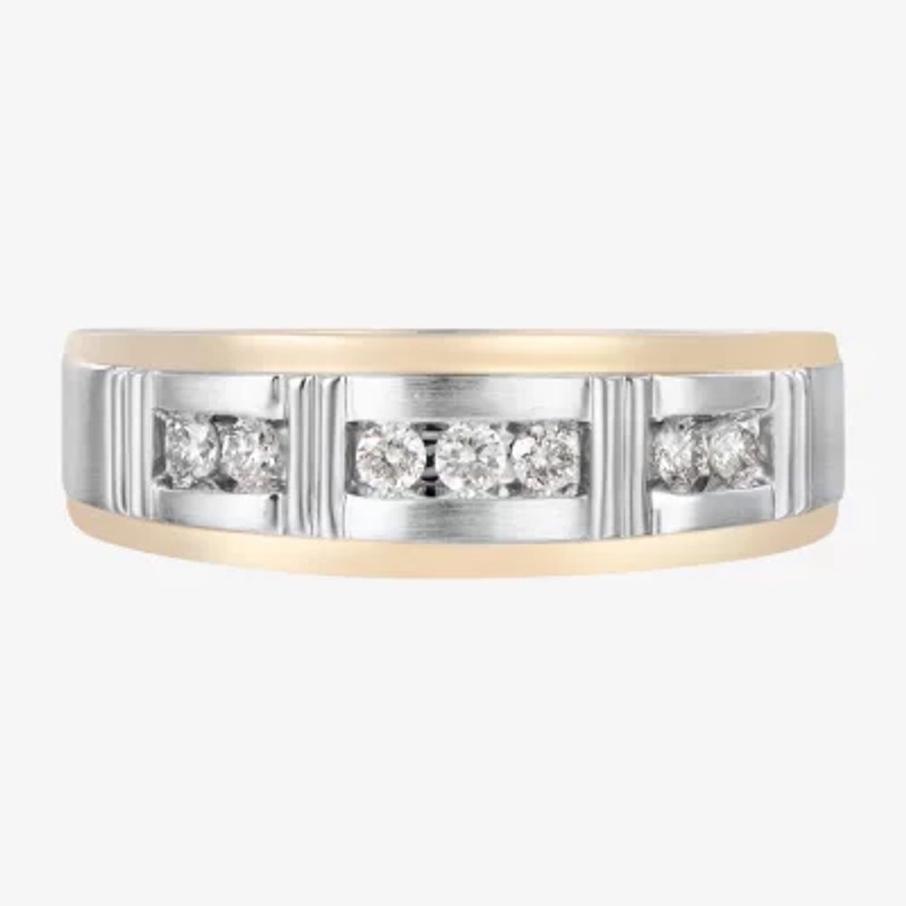 Mens 1/ CT. T.W. Natural White Diamond 10K Gold Wedding Band
