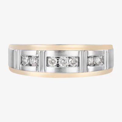 Mens 1/ CT. T.W. Natural White Diamond 10K Gold Wedding Band