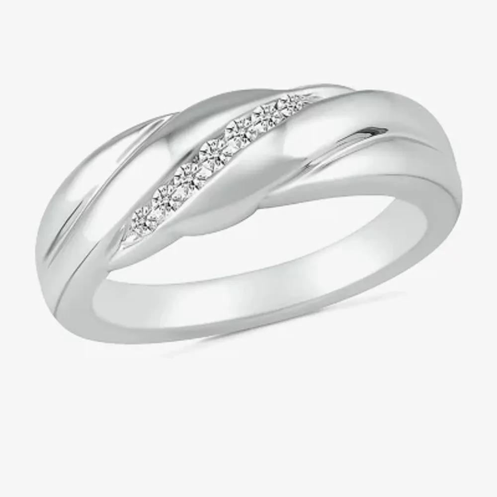 Mens 4MM 1/ CT. T.W. Natural White Diamond 10K Gold Wedding Band