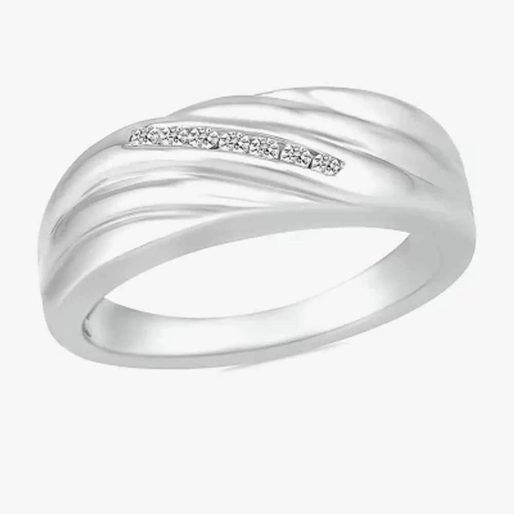 Mens 3.5MM 1/6 CT. T.W. Natural White Diamond 10K Two Tone Gold Wedding Band