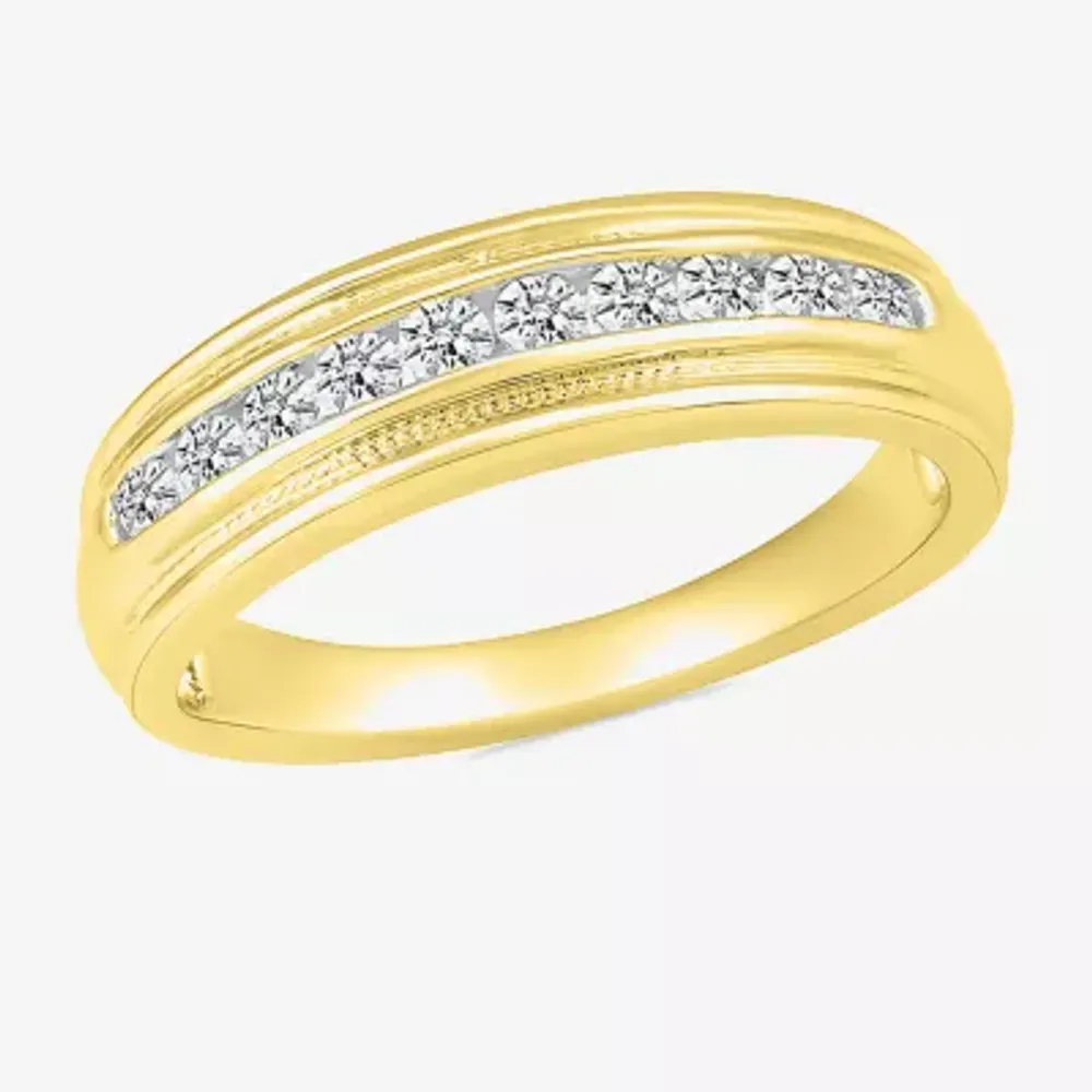 Mens 3.5MM / CT. T.W. Natural White Diamond 14K Gold Wedding Band
