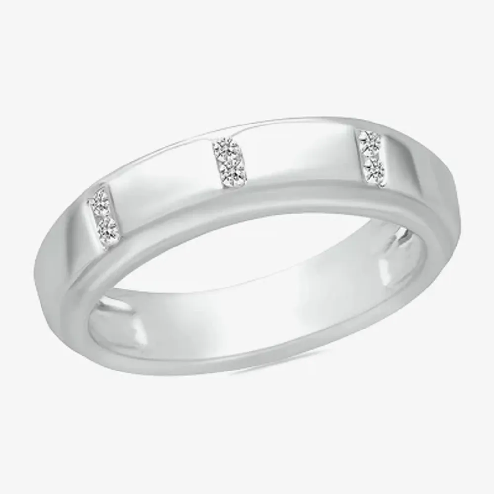 Mens 5MM 1/6 CT. T.W. Natural White Diamond 10K Gold Wedding Band