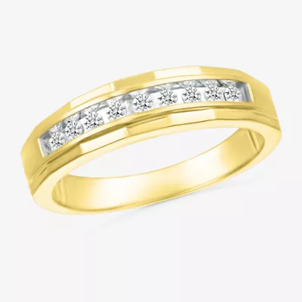 Mens 3.5MM 1/ CT. T.W. Natural White Diamond 14K Gold Wedding Band
