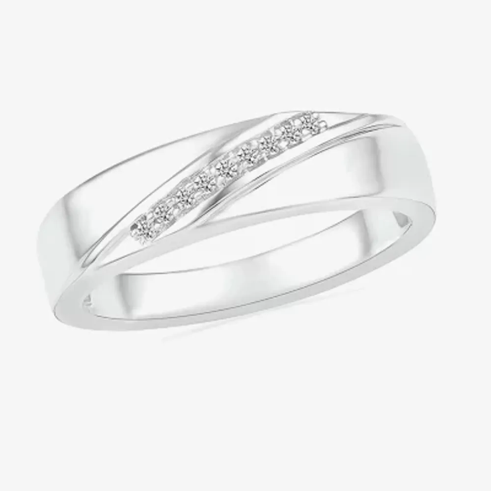 Mens 3.5MM Diamond Accent Natural White 10K Gold Wedding Band
