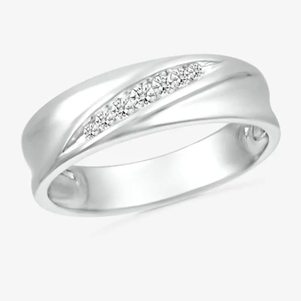 Mens 5MM 1/6 CT. T.W. Natural White Diamond 10K Gold Wedding Band