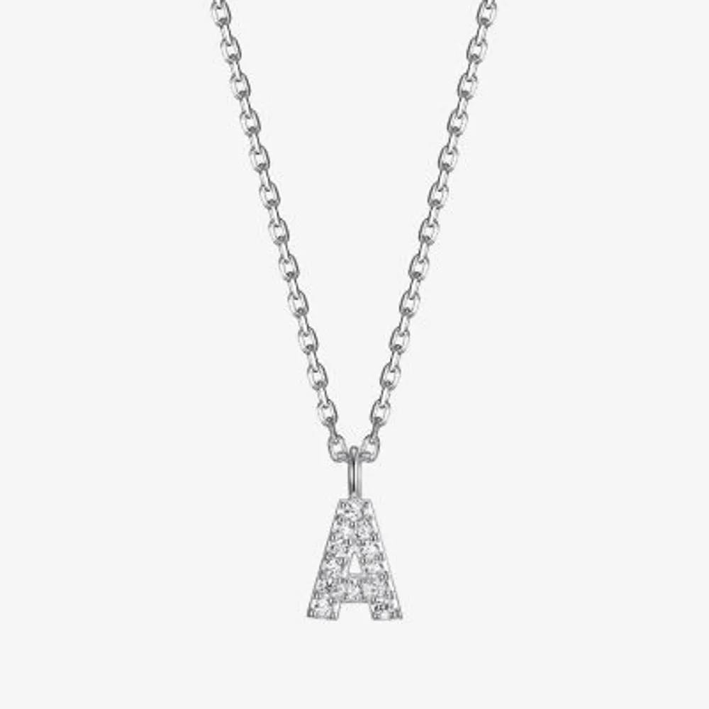 Womens Diamond Accent Cubic Zirconia Sterling Silver Round 18 Inch Pendant Necklace